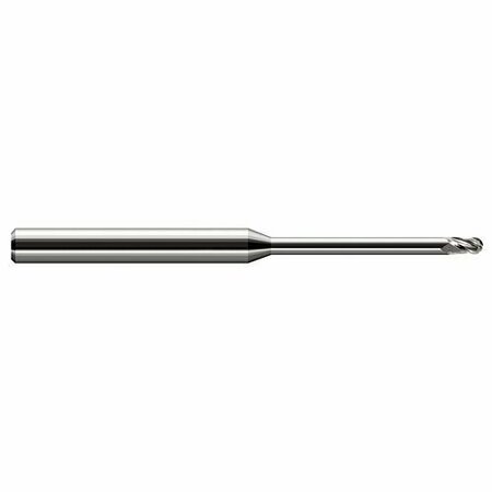 HARVEY TOOL 0.118in. 3 mm Cutter dia x 0.177in. Length of Cut x 1.42in. Reach Carbide Ball End Mill, 3 Flutes 35605